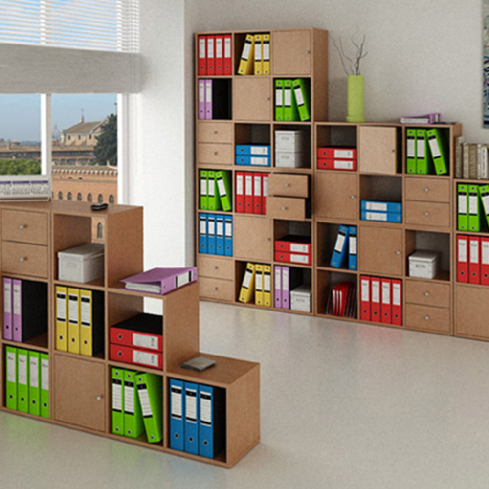Libreria a 3 caselle per ufficio RAINBOW / cm. L.35xP.30xH.105 ROVERE