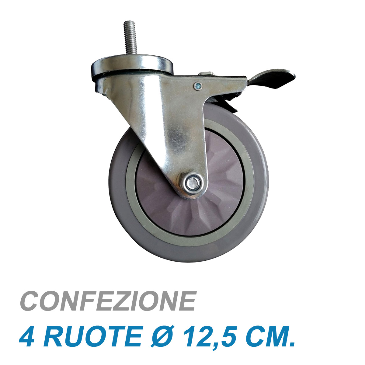 Ruote Gomma diam. 12,5 cm per scaffali serie chrome (KIT 4 PZ )