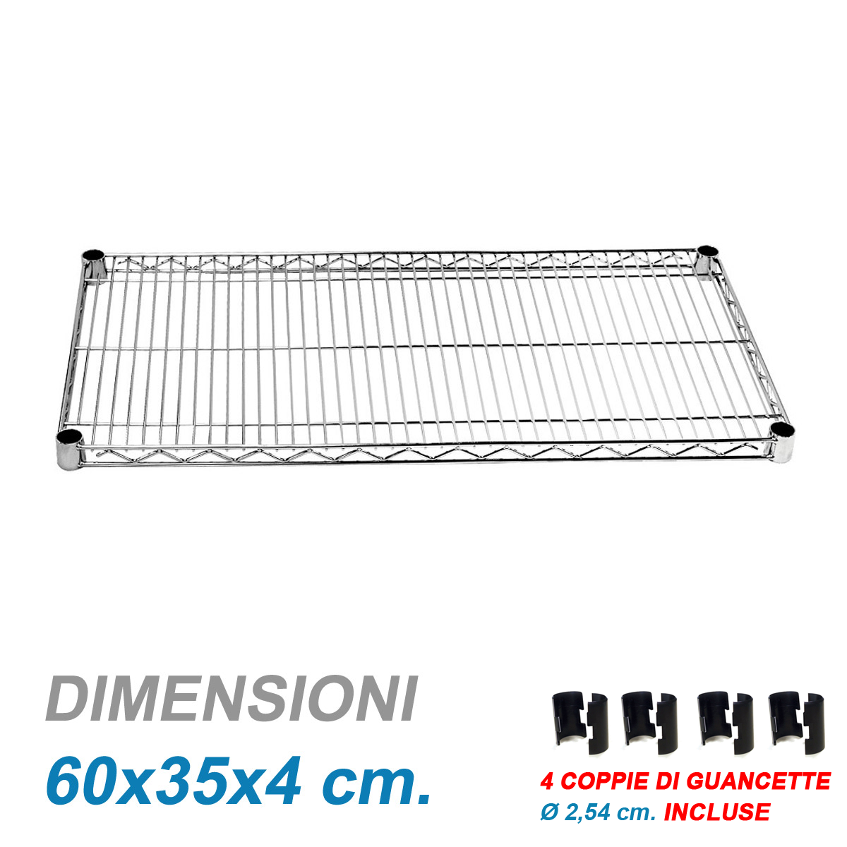 Ripiano cromato per scaffali Chrome / cm. L.60xP.35