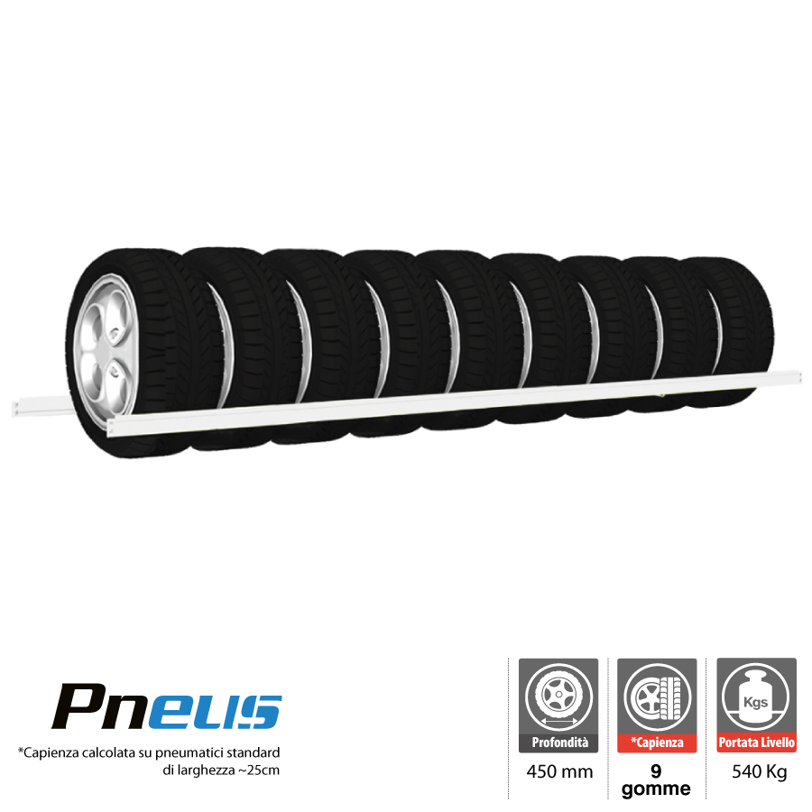 Livello aggiuntivo porta gomme Pneus / cm. L.220xP.50