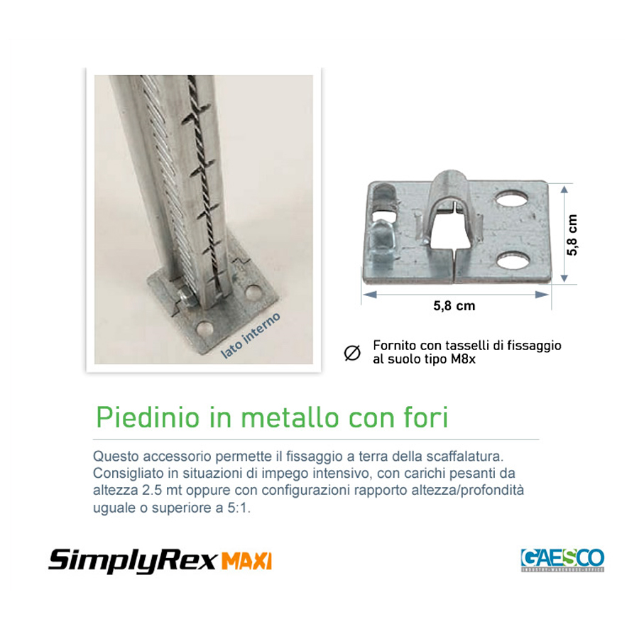 Piedino in metallo per scaffali Simplyrex
