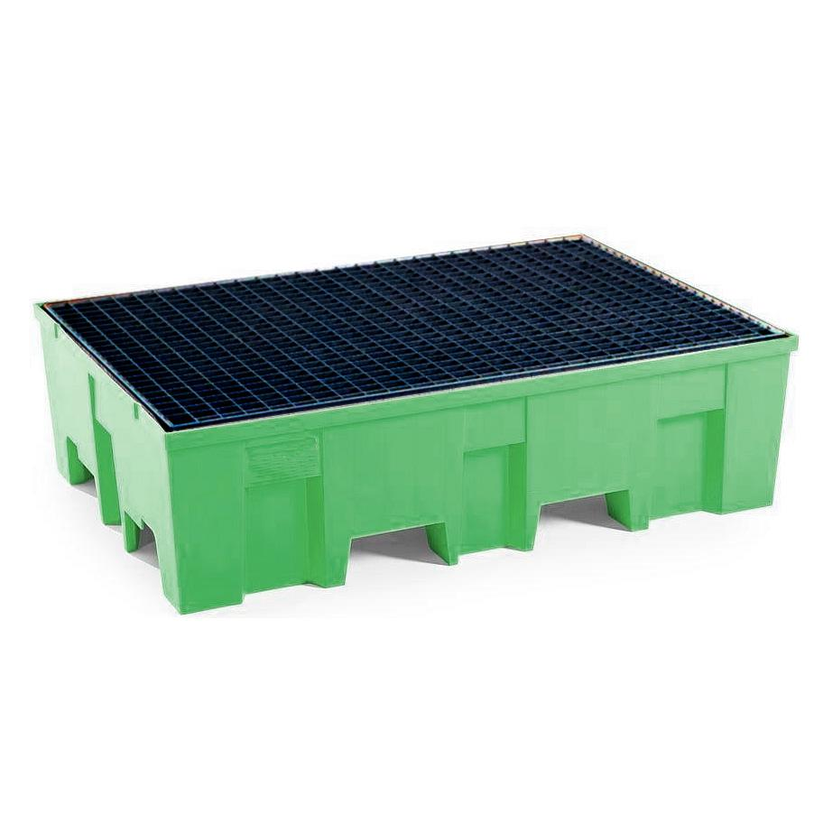 Vasca di raccolta per 2 Fusti da 200 litri grigliato in plastica / cm. L.130xP.90xH.30