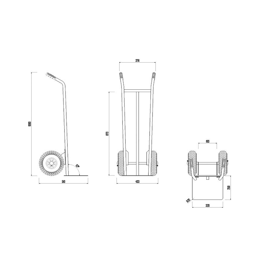 Carrello porta pacchi ruote antiforatura/ Portata 160 Kg