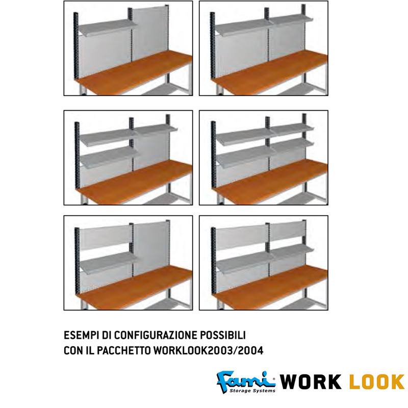 Parete attrezzata per banchi lavoro / cm. L.200xH.95 – WORKLOOK2003