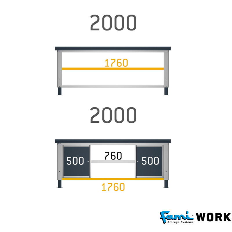 Ripiano aggiuntivo per banchi da 200 cm FAMI WORK / cm. L.175 – IDEAONE06120