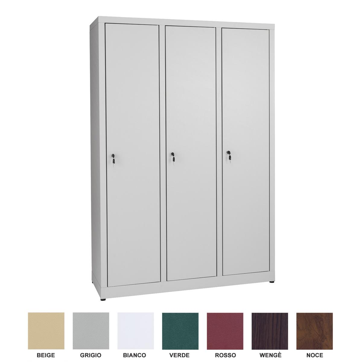 Armadio spogliatoio s/p zincopl. 3 ante cm. 120x40x180H