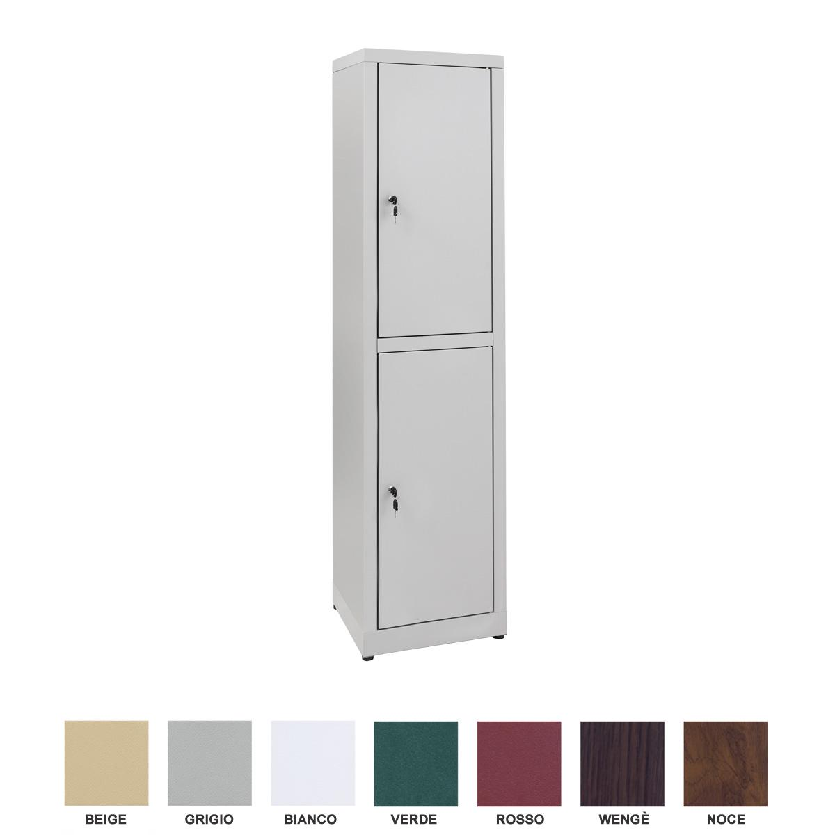 Armadio Spogliatoio Sporco/Pulito Zincoplastificato - 2 vani - Dim. 45x40x180H cm. Wenge