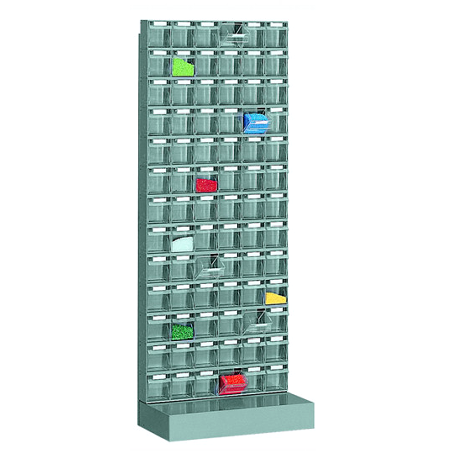 Scaffale con cassette porta-minuterie a ribalta, 78 Scomparti / cm. L.60xP.33xH.156