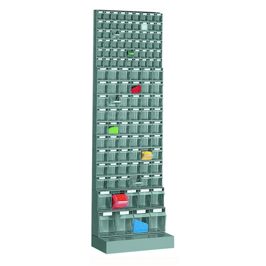 Scaffale con cassette porta-minuterie a ribalta, 117 Scomparti di misure differenti / cm. L.60xP.33xH.195