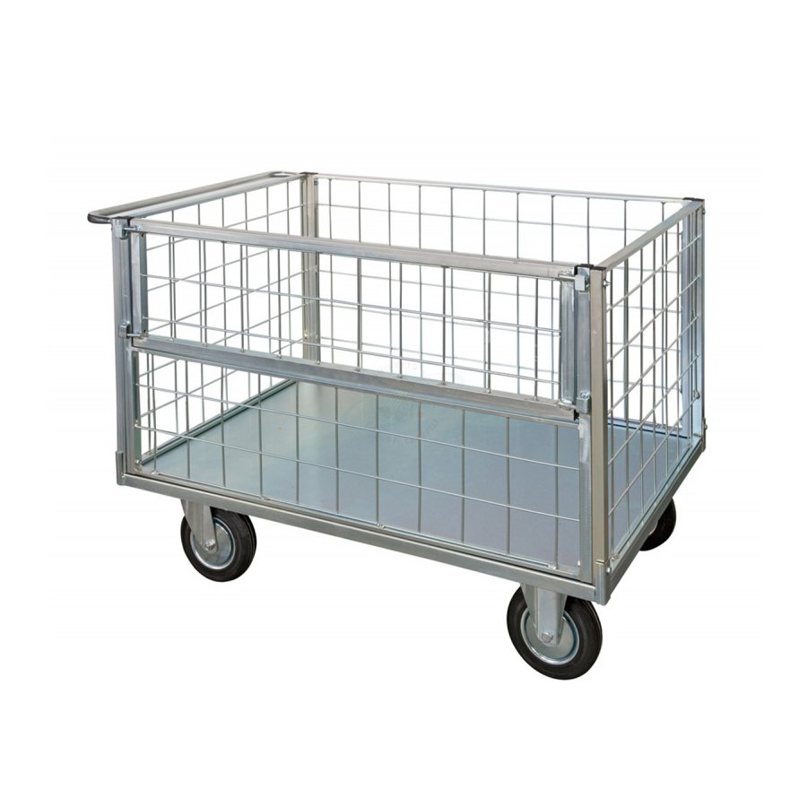 Carrello 4 Sponde in Rete (1 una apribile)/cm. L.130xP.80xH.90 | Ruote ø 200 mm