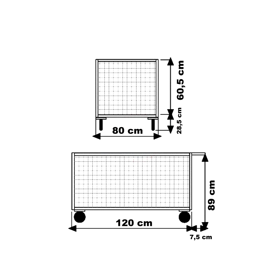 Carrello 4 Sponde in Rete (1 una apribile)/cm. L.130xP.80xH.90 | Ruote ø 200 mm