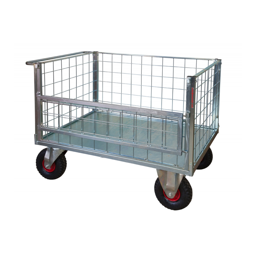 Carrello con 4 sponde rete 1 ribaltabile/cm. L.130xP.80xH.95