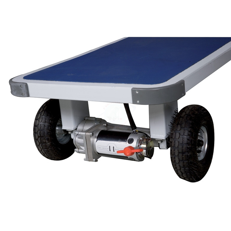 Carrello elettrico con 4 sponde rete ruote antiforatura/cm. L.150xP.65xH.115