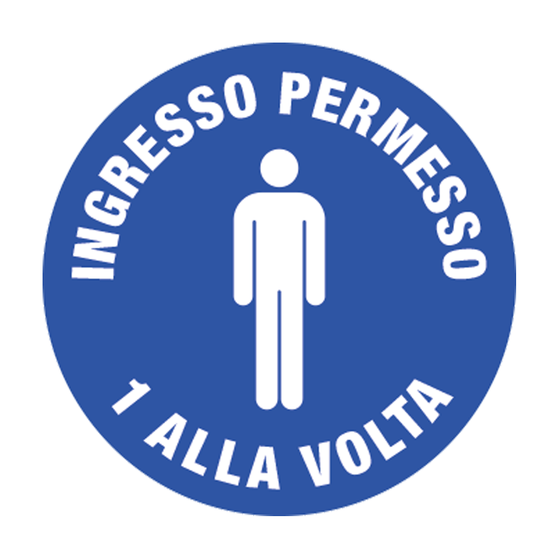 Bolli fondo blu Ingresso permesso 1 alla volta (10 pz)