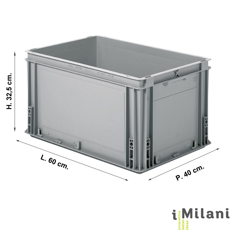 Cassetta in plastica EuroBox Fondo e Pareti Liscie (PP)  | cm. L.60xP.40xH.35