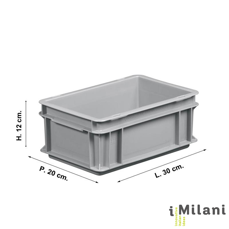 Cassetta in plastica EuroBox Fondo e Pareti Liscie (PP)  | cm. L.30xP.20xH.15