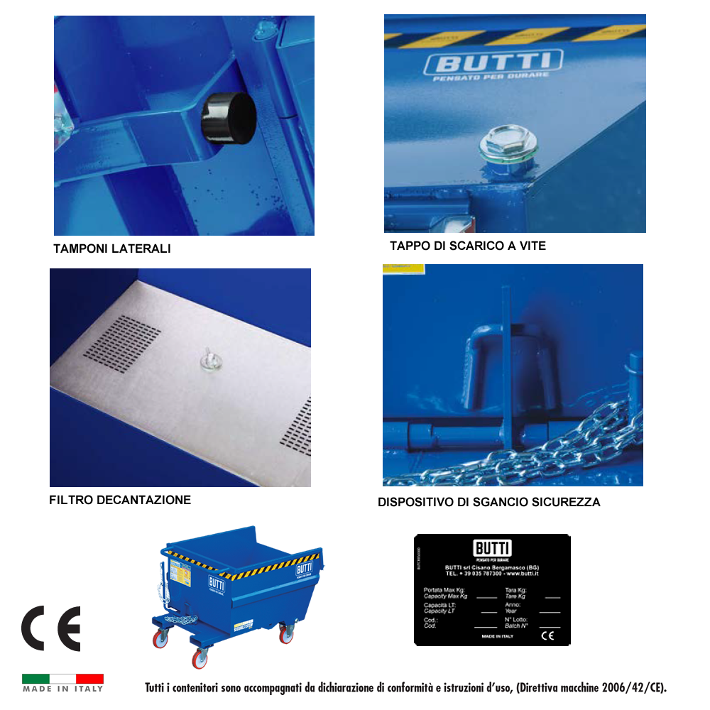 Contenitore - Benna ribaltabile / 300Lt. / Portata 600Kg BUTTI