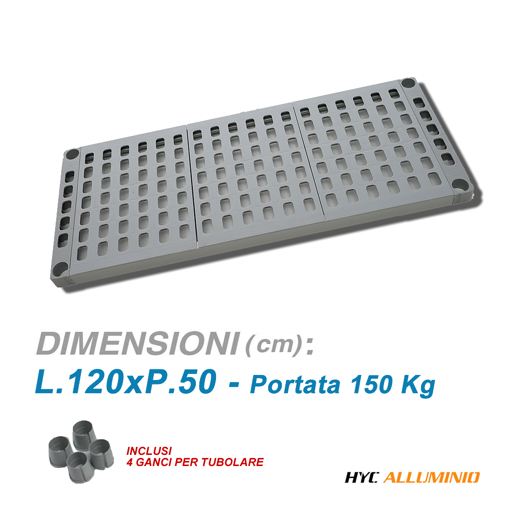 Ripiano in polipropilene per scaffali alluminio / cm. L.120xP.50