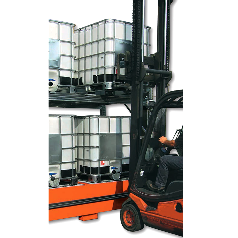 Scaffalatura per cisternette con vasca/2 cisterne/cm. L.150xP.143xH.300