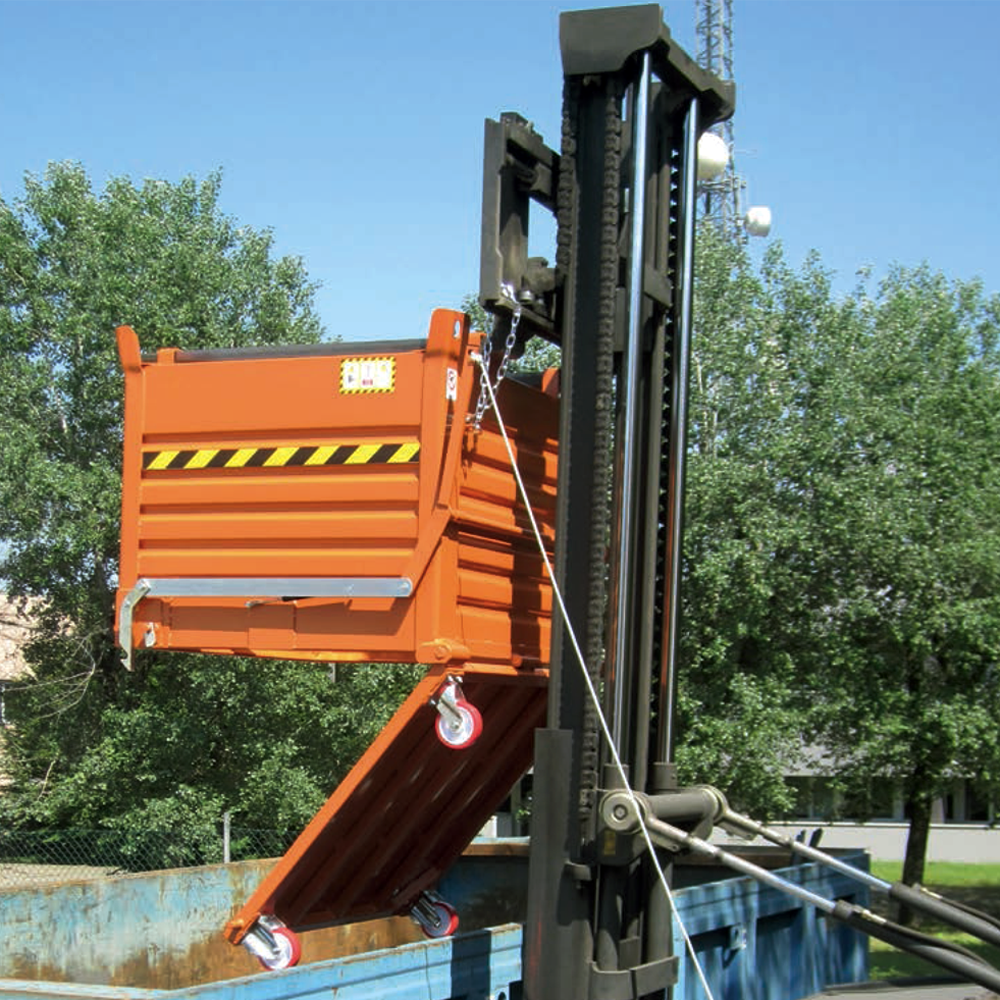 Contenitore a fondo apribile - 4 Ruote cm.120x100xH114 / 1350Kg - Fondello Unico