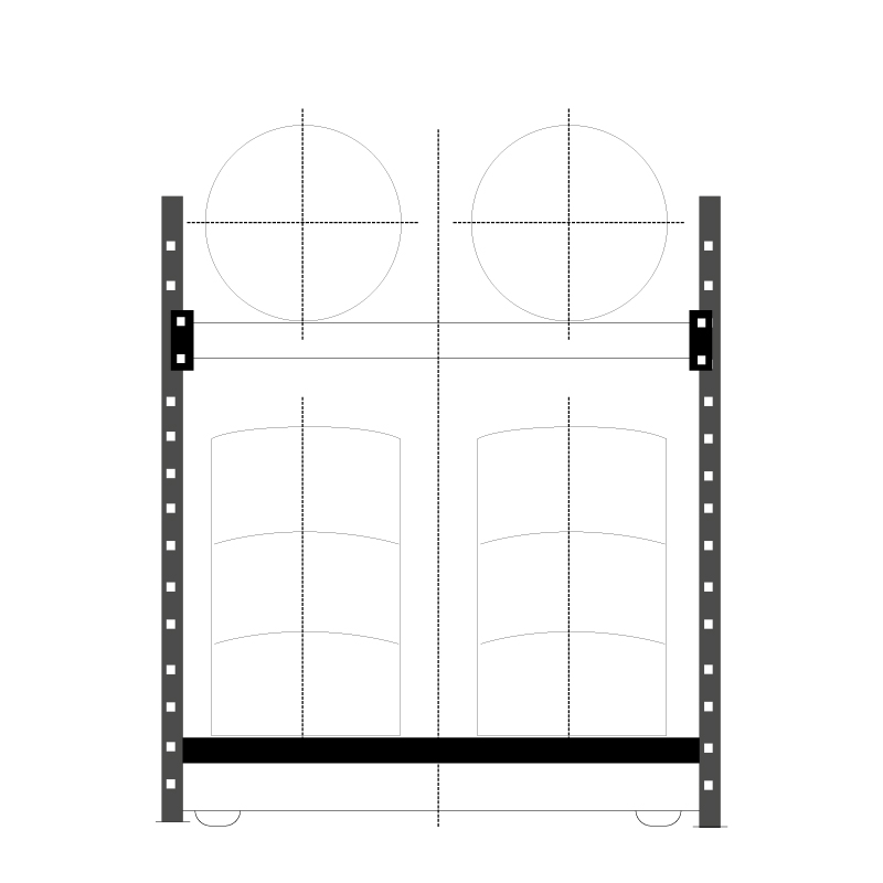Scaffale per fusti con vasca / 2+2 Fusti / cm.L.140xP.83xH.200