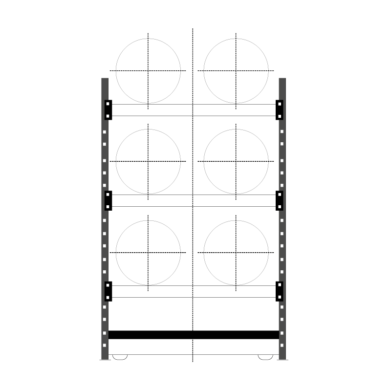 Scaffale per fusti con vasca / 6 Fusti / cm.L.140xP.83xH.300