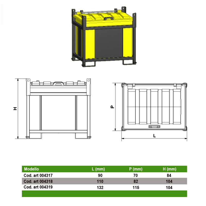 Contenitori per la raccolta di batterie esauste / 850 Lt