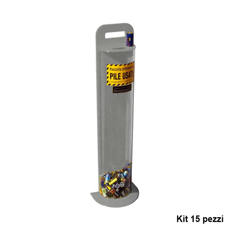 Contentitori per pile usate 10 Lt. / cm. L.18xP.9xH.80 (15pz) GRIGIO