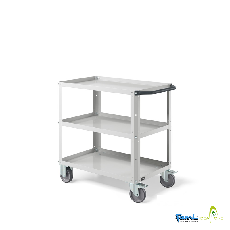 Carrello a 3 ripiani cm. L.90xP.50xH.85/300Kg/ruote 125