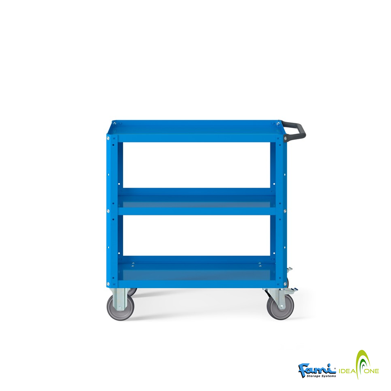 Carrello a 3 ripiani cm. L.90xP.50xH.85/300Kg/ruote 125
