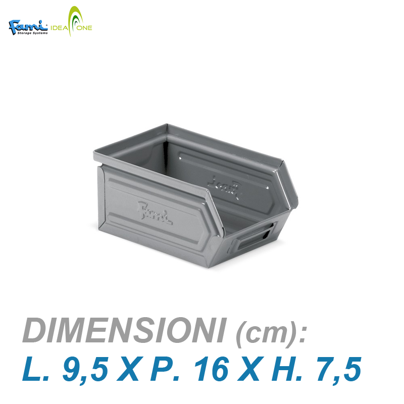 Contenitori a bocca di lupo in acciaio / cm. L.9,5xP.16,5xH.7,5 – FAMI
