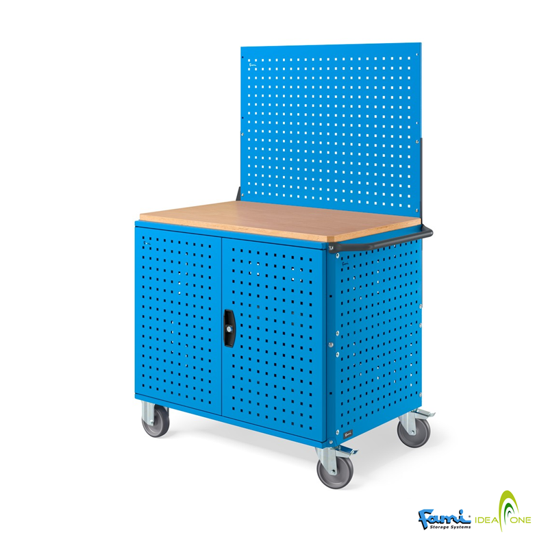Carrello a 3 ripiani cm. L.100xP.65xH.155/300Kg/ruote 125