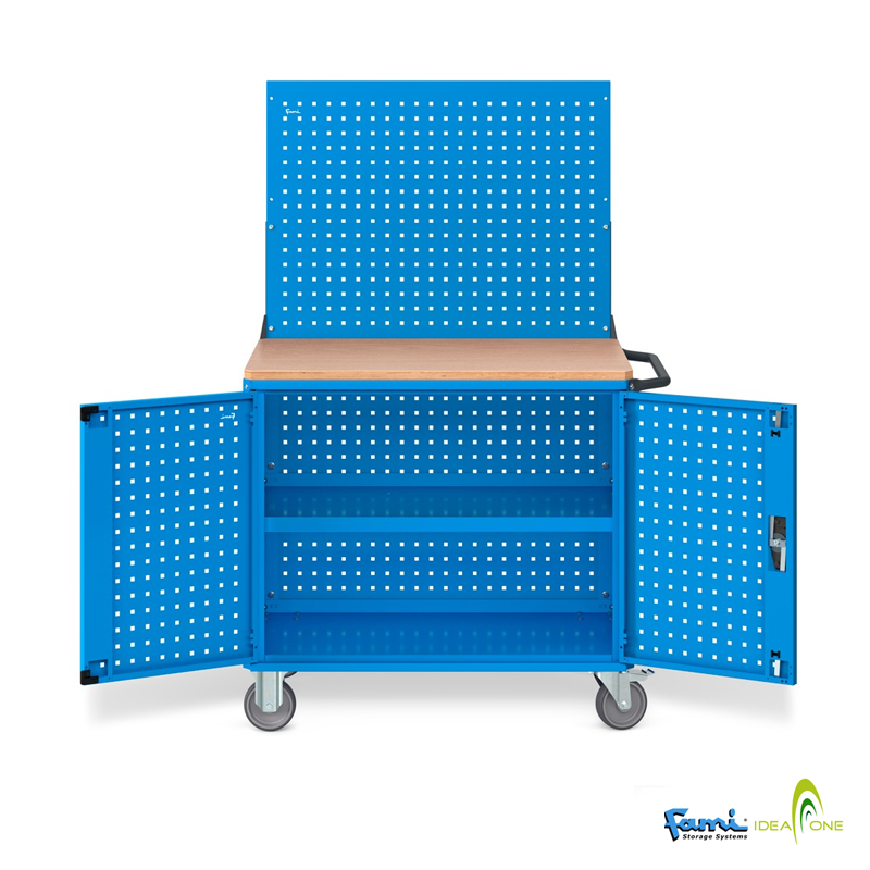 Carrello a 3 ripiani cm. L.100xP.65xH.155/300Kg/ruote 125