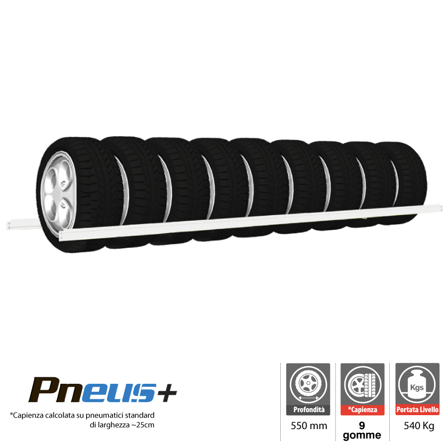 Livello aggiuntivo porta gomme Pneus / cm. L.220xP.60