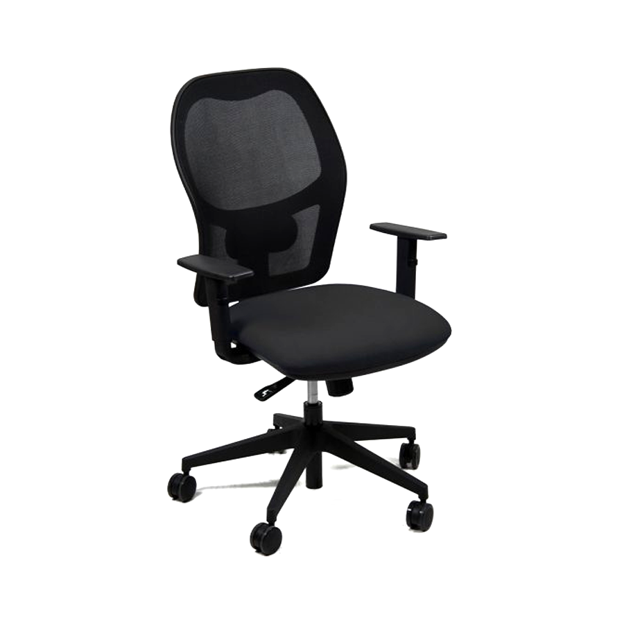Sedia Ergonomica ATENA: Schienale rete, Sostegno lombare, Braccioli - NERO