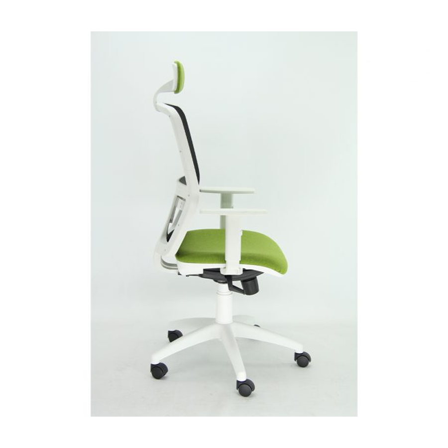 Sedia Ergonomica NYX: Poggiatesta,Supporto lombare,Schienale Rete- BIANCO/VERDE