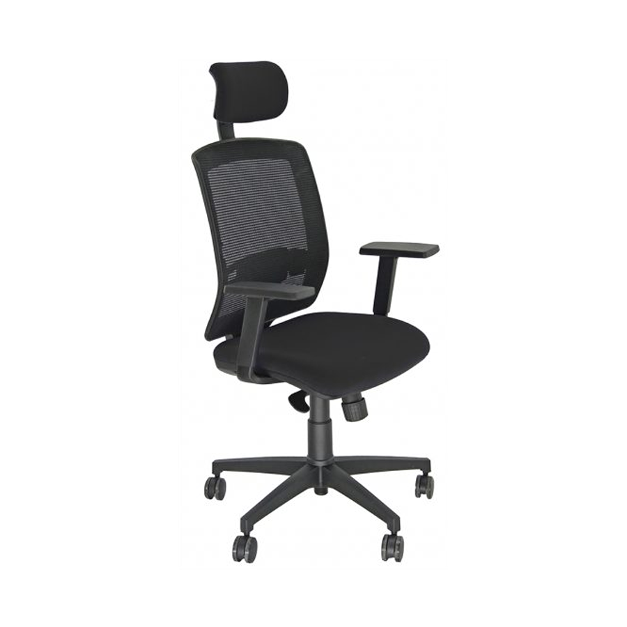 Sedia Ergonomica ERIS: Schienale rete, Poggiatesta, Sostegno lombare, Braccioli - NERO
