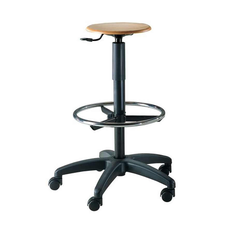 Sgabello  legno MUT: Poggiapiedi, Regolazione 55/80 cm - FAGGIO c/Ruote