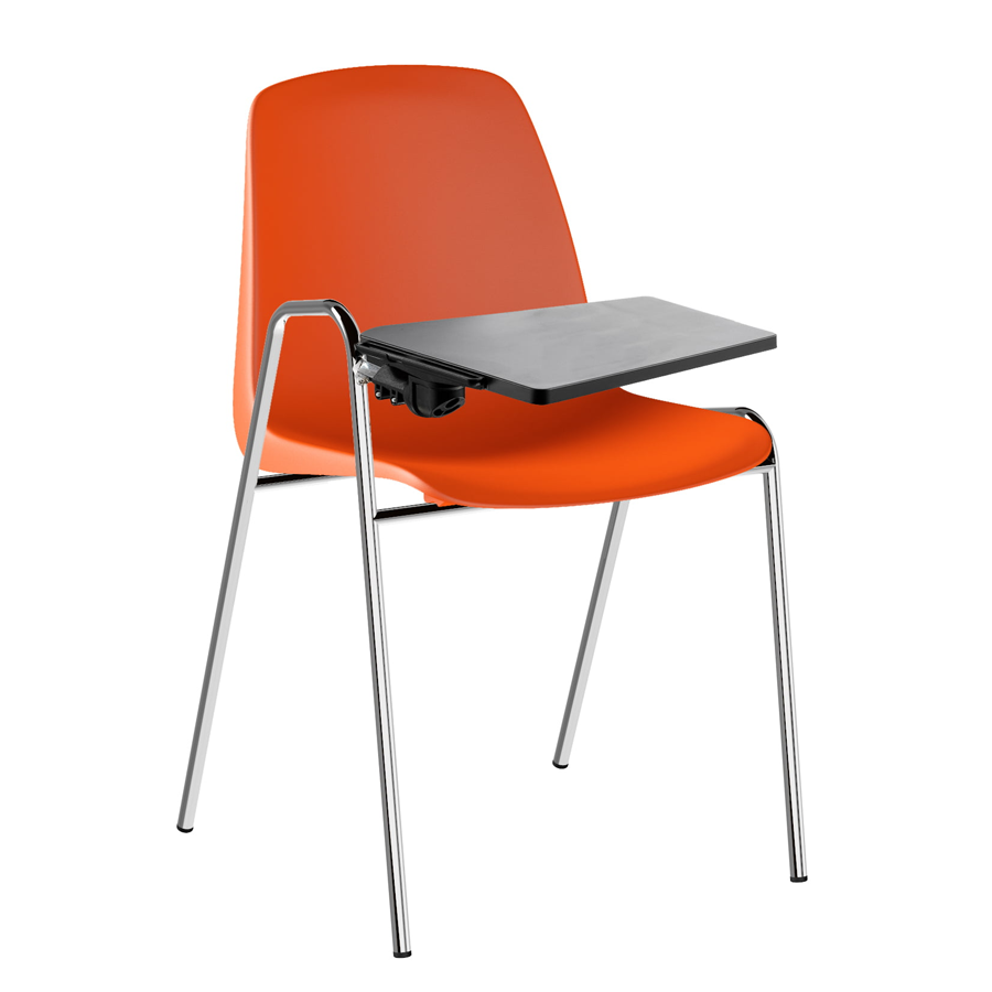 Sedia Monoscocca tavoletta IOS (5 Pezzi): Seduta Plastica, Telaio Cromato - ARANCIO