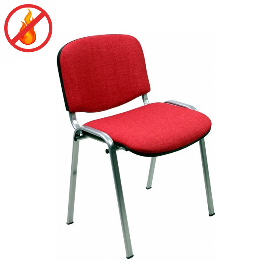 Seduta visitatore acciaio grigio rivestimento IGNIFUGO standard Rosso