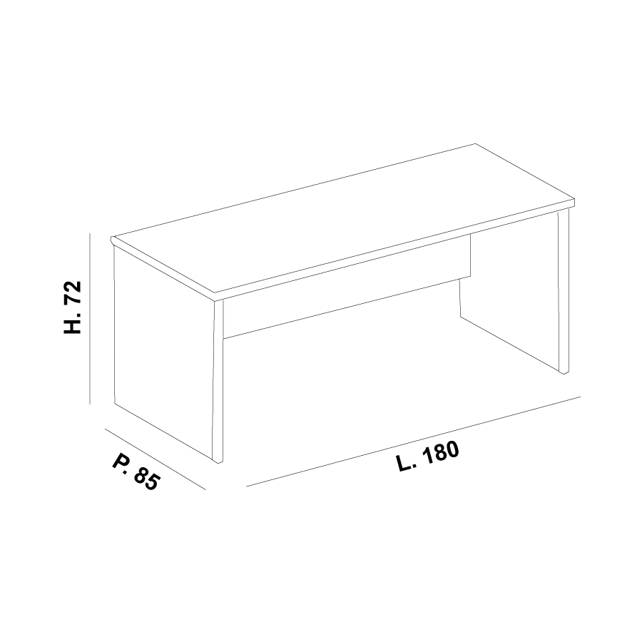Scrivania da ufficio BLEND / cm. L.180xP.85xH.72 ACERO