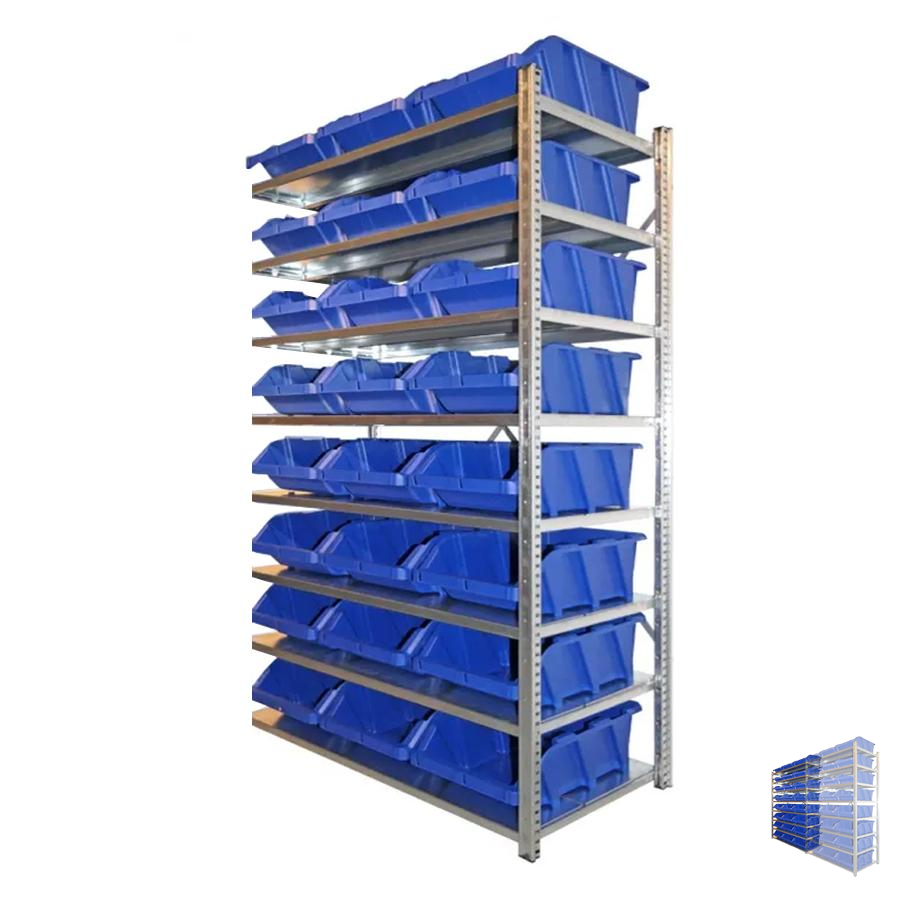 Scaffale minuterie Agg.vo con 24 contenitori da 30 Lt / cm. L.100xP.50xH.200