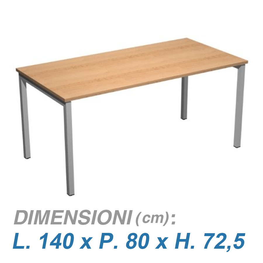 Scrivania ufficio gambe metalliche VIRGO / cm. L.140xP.80xH.70 FAGGIO