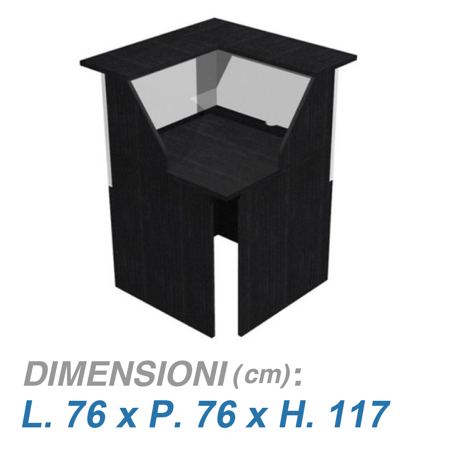 Scrivania angolo Reception IRIS / cm. L.75x75x120 NERO