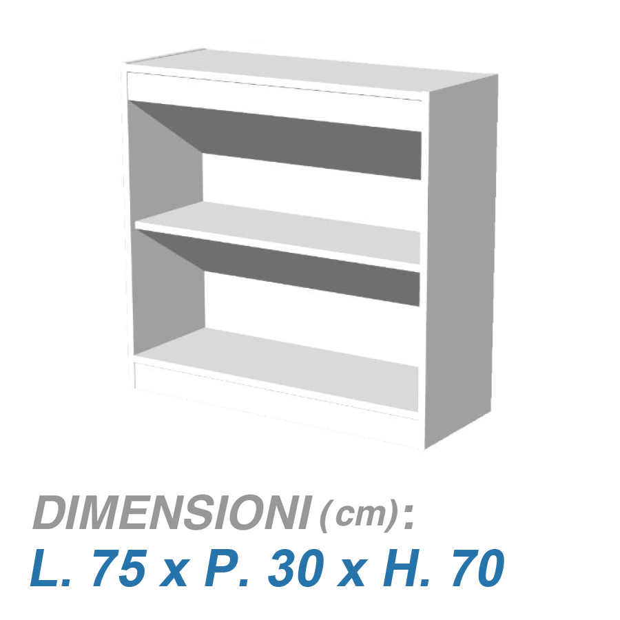 Libreria a giorno per ufficio SMART / cm. L.75xP.30xH.70 BIANCO