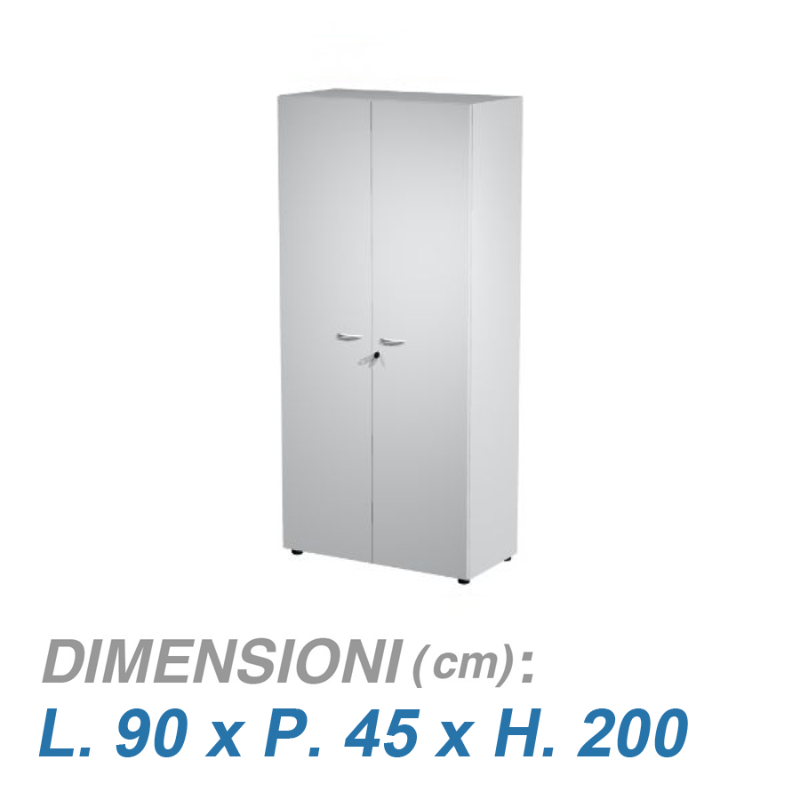 Armadio Ufficio con ante ORION / cm. L.90xP.45xH.200 GRIGIO
