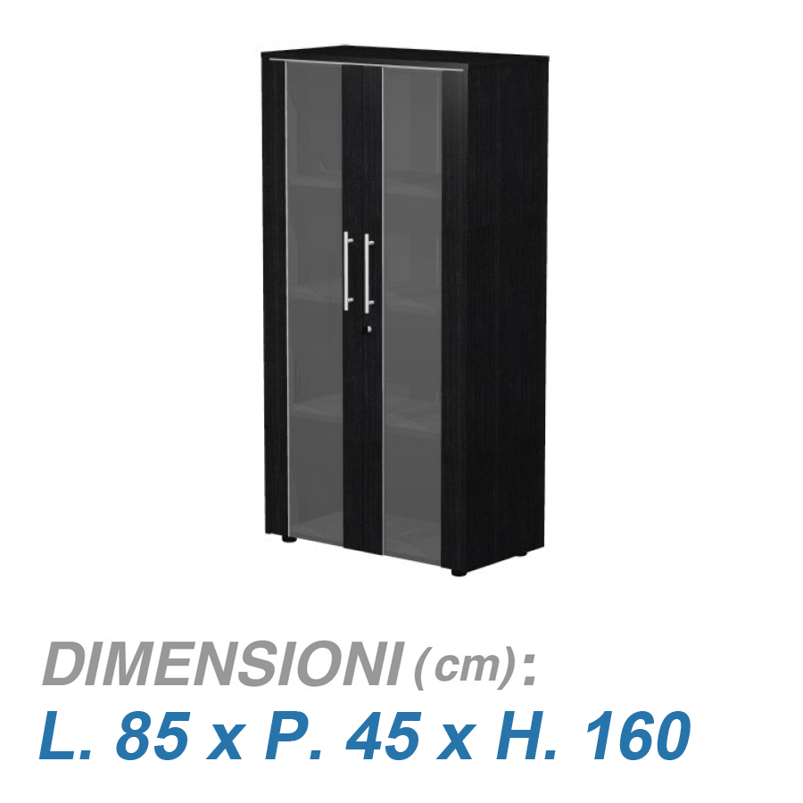 Armadio ufficio anta vetro GRACE / cm. L.85xP.45xH.160 NERO