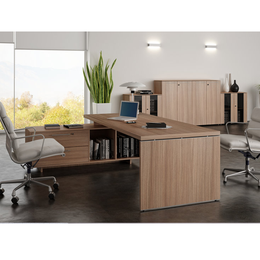 Scrivania ufficio con mobile GRACE / cm. L.195xP.170xH.75 NERO