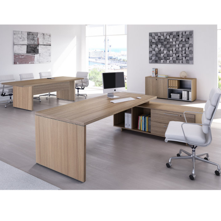Scrivania ufficio con mobile GRACE / cm. L.195xP.170xH.75 NERO