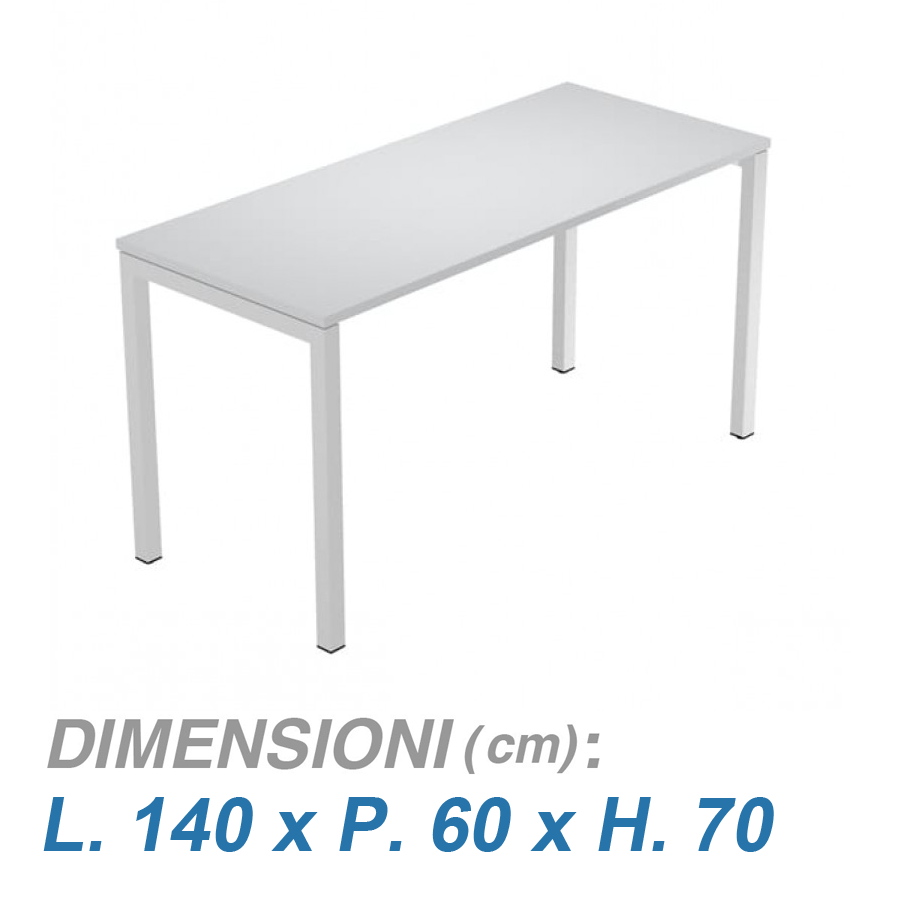 Scrivania ufficio gambe metalliche VIRGO / cm. L.140xP.60xH.70 GRIGIO